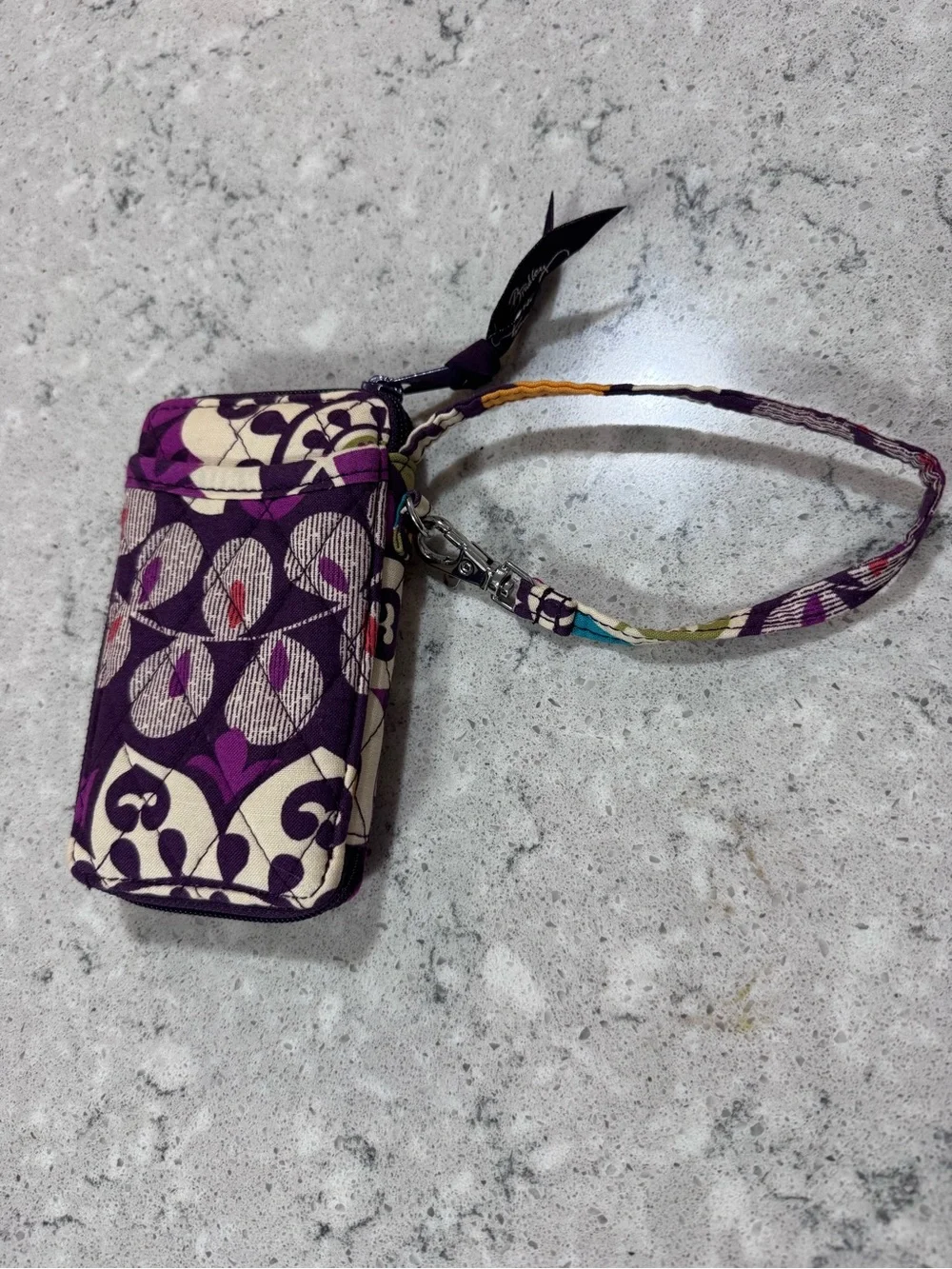 Vera Bradley Multicolor Quilted Wristlet Wallet in Purple and Teal